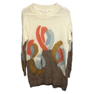 Sundance Abstract Print Mohair, Wool, Cashmere Blend Loose Weave Sweater Sz M
